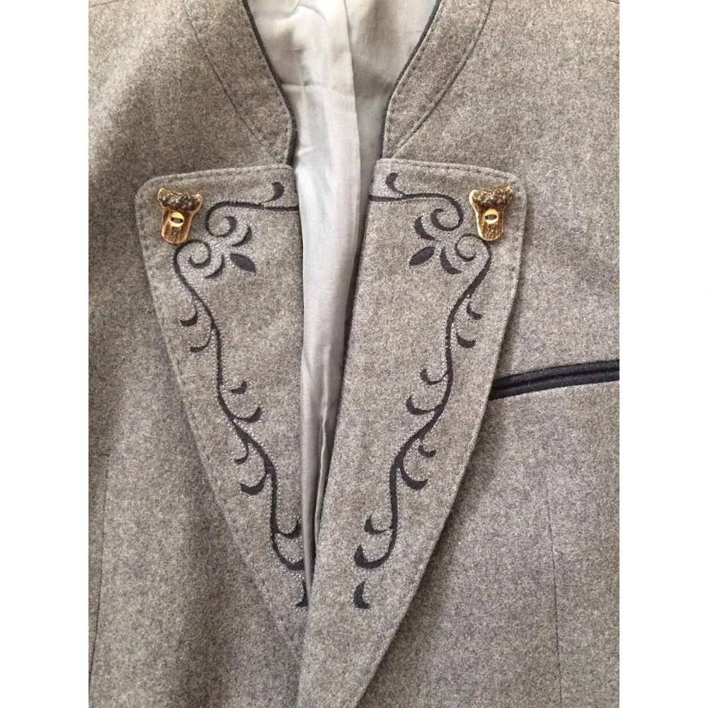 Steinadler Echter Österreichischer Loden Gray‎ Virgin Wool Lined Sz 48 Blazer
